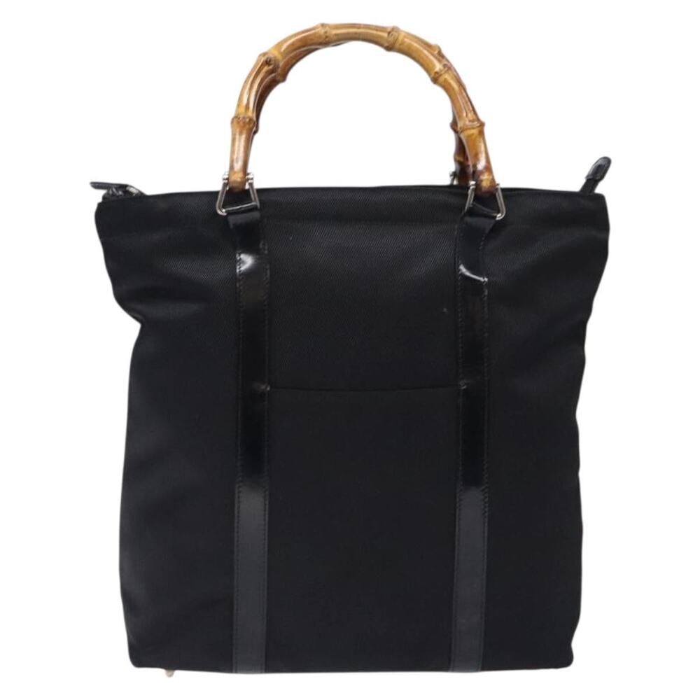 GUCCI Bamboo Tote Bag Nylon Black Silver 000 1998 000 1998 - Picture 2 of 12